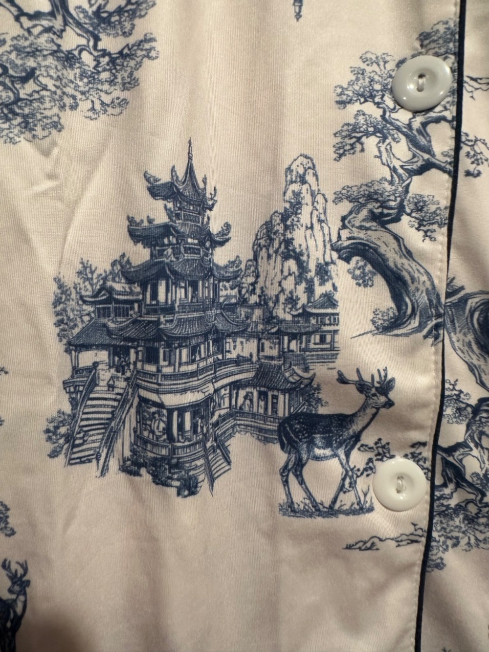 Pajama Set size 4XL 4X So Cute LONG SLEEVE & PANTS ASIAN THAI PAGODA DEER TOILE - Picture 2 of 10